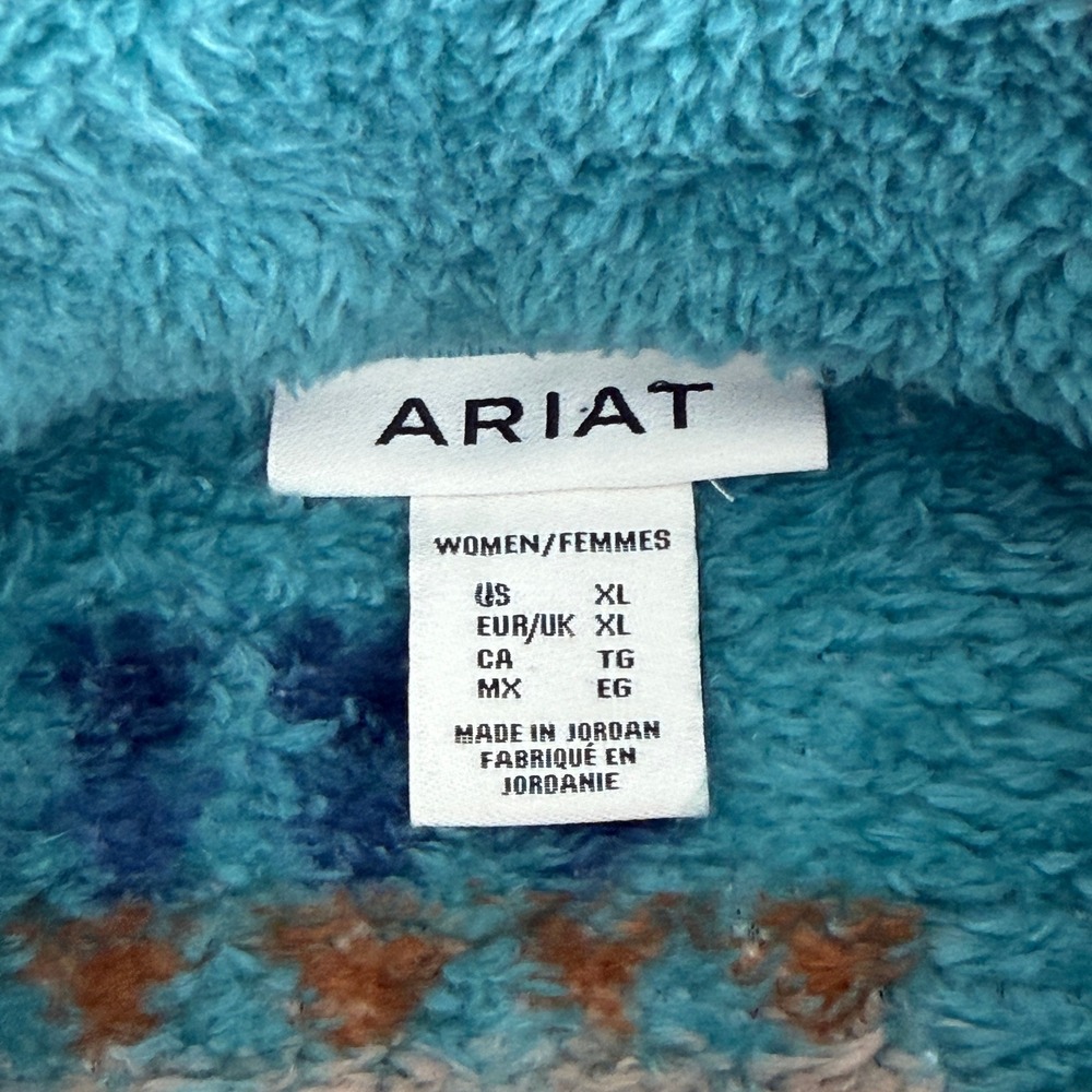 Ariat Berber Snap Front Sweatshirt XL Turquoise Southwestern Fleece 10062613 - Picture 6 of 9